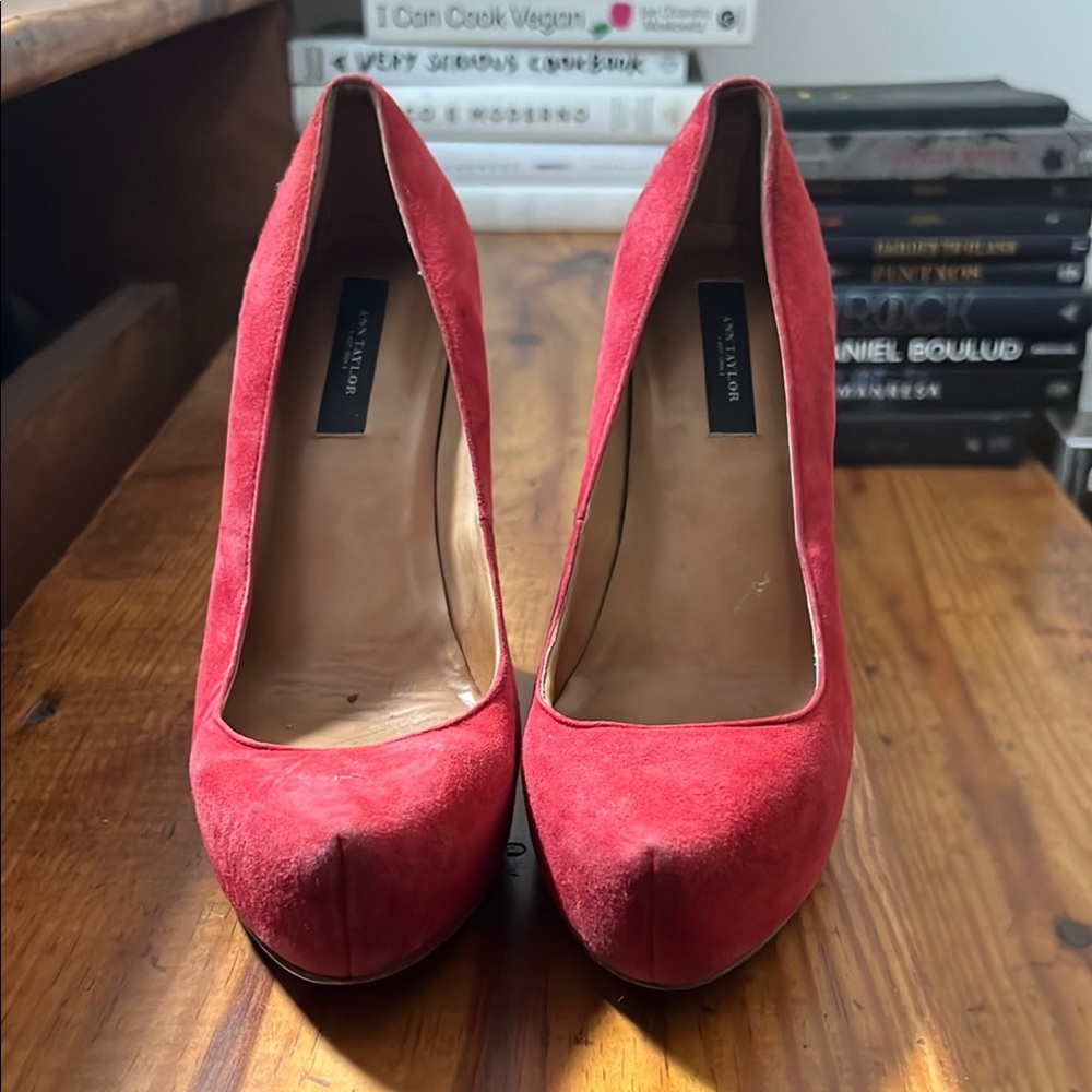 Ann Taylor Red Suede Heels